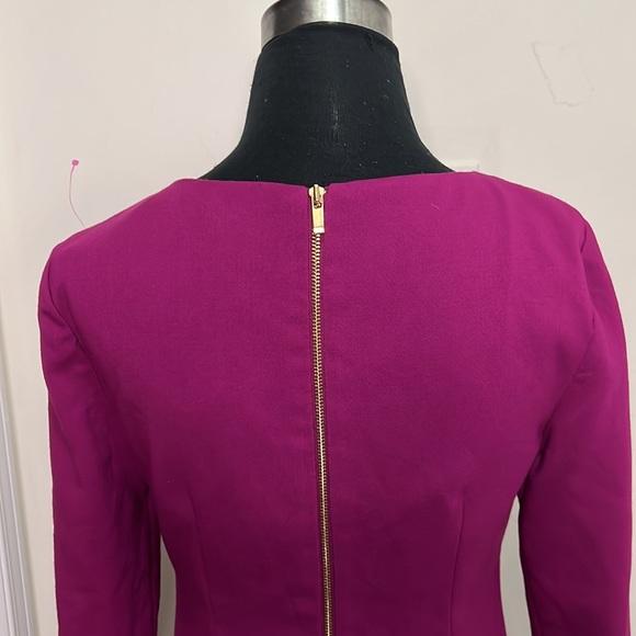 Eliza J Fushia Color Sheath Gold Zipper Lined Dress Size 4 - Picture 6 of 9